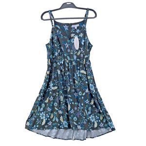 Boutique Plus Dress Size 2X Olive Green Floral Print Spaghetti Straps Sundress